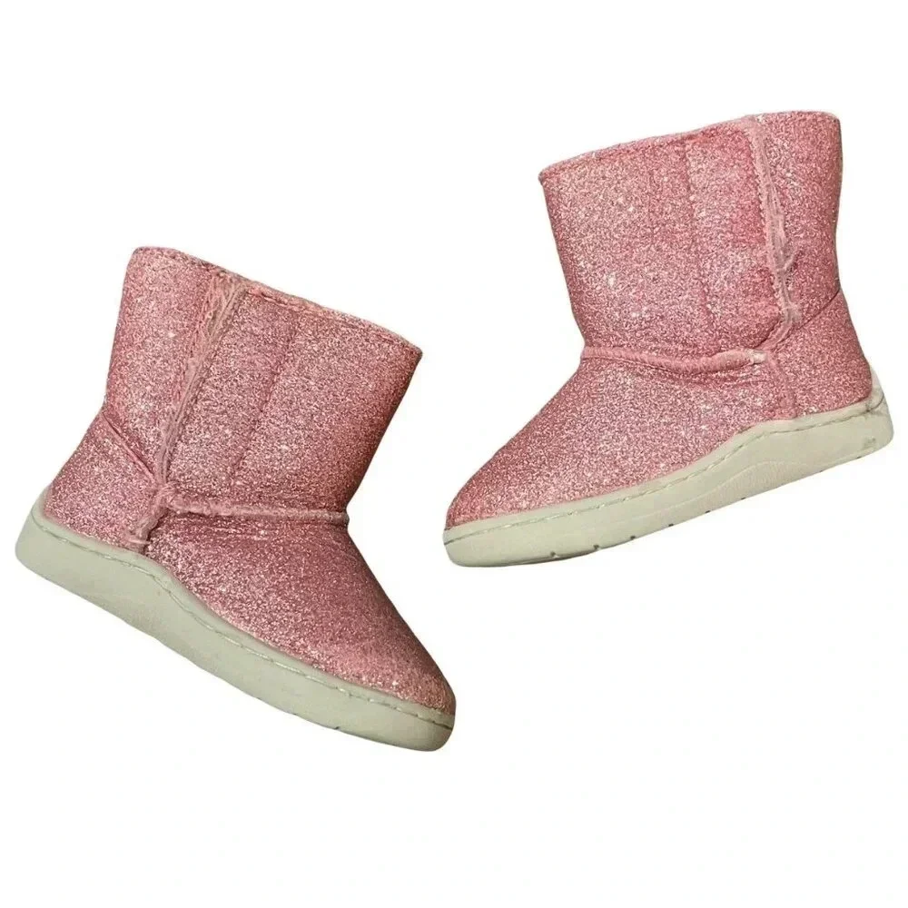 Wonder Nation Pink Glitter Fleece Lined Boots Size 3 Toddler Girl